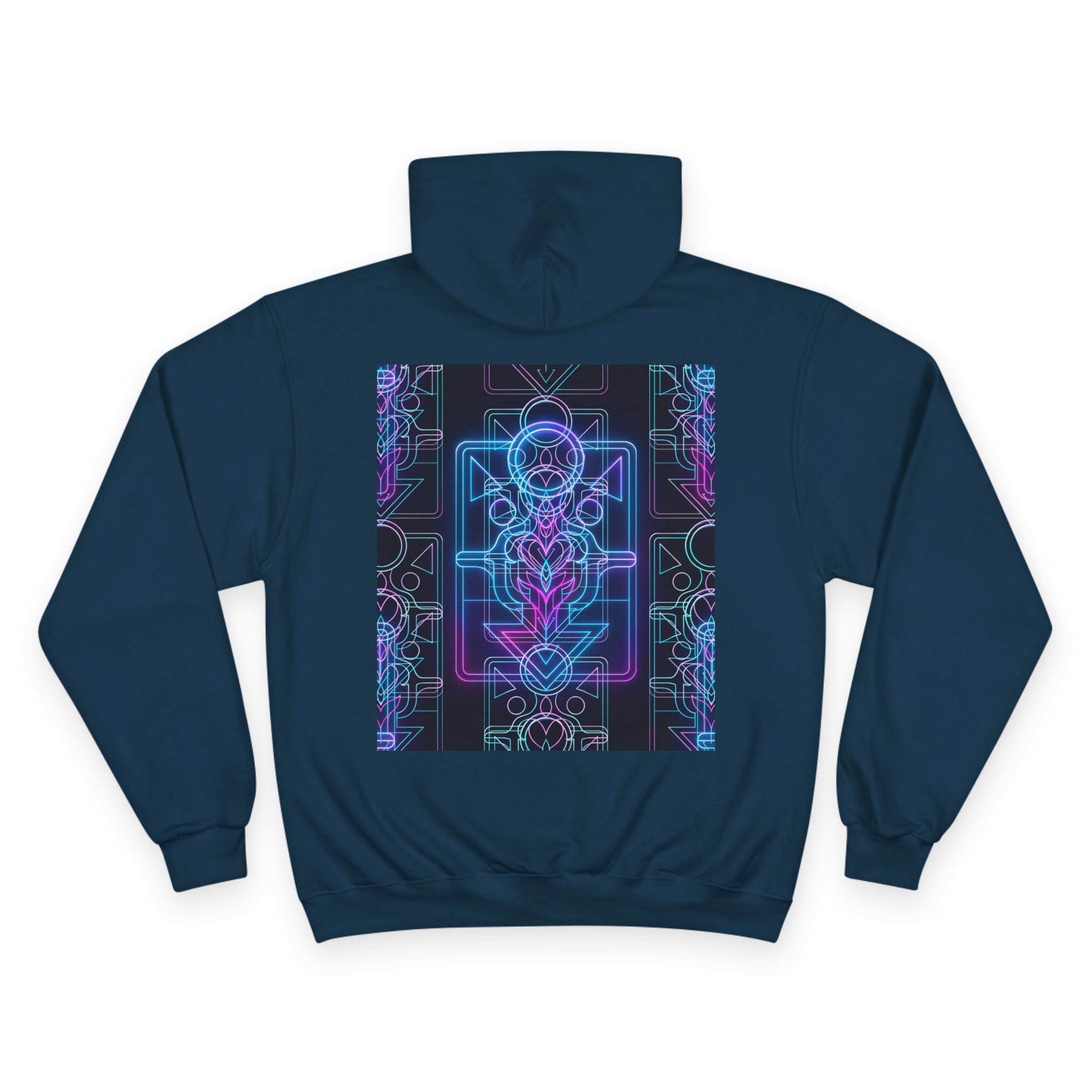 Neon 'Petal Circuit' Champion Hoodie — Electric Echoes Collection Hoodie