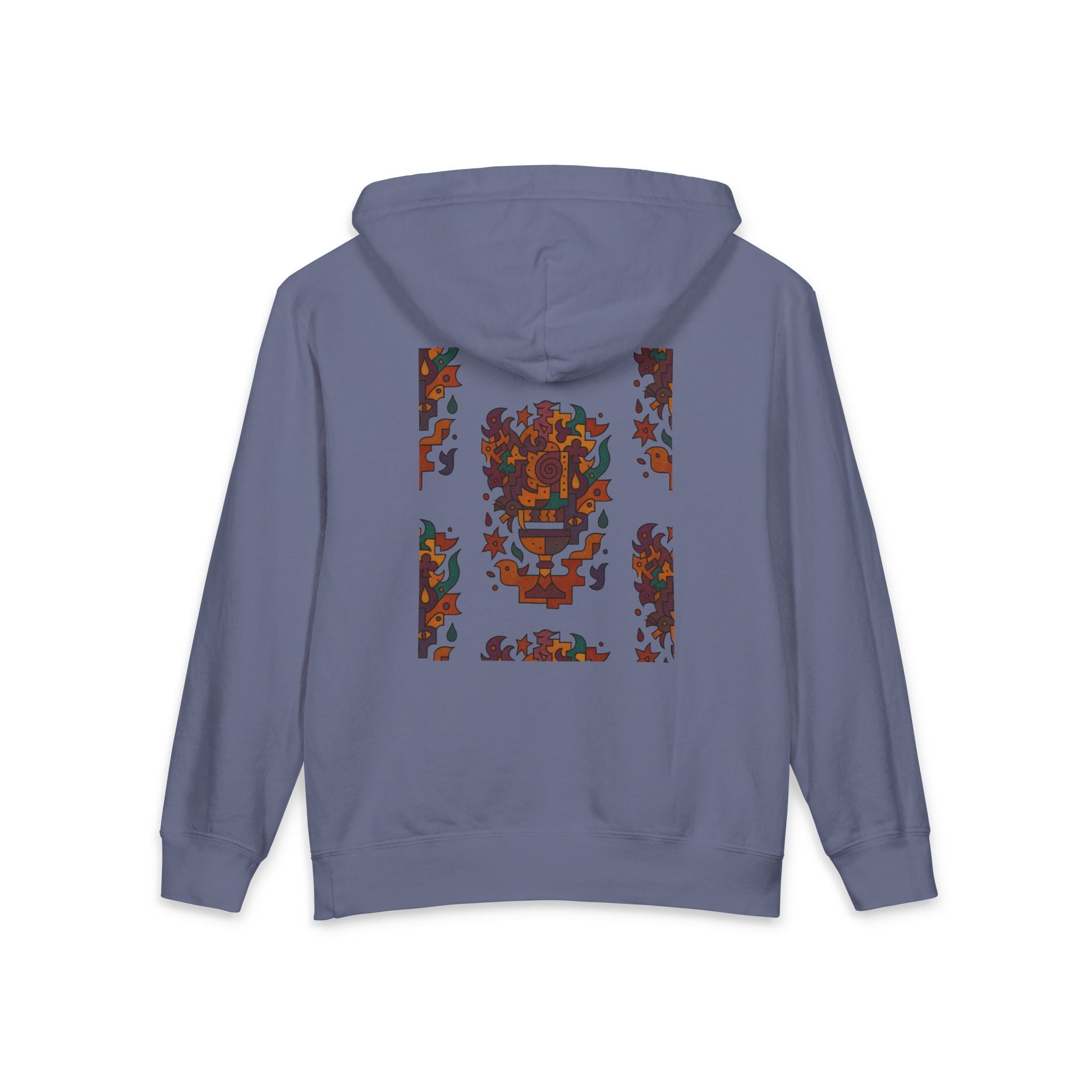 Abstract Color Block Hoodie — Flaming Guardian from Soul Glyphs collection Blue Jean Hoodie
