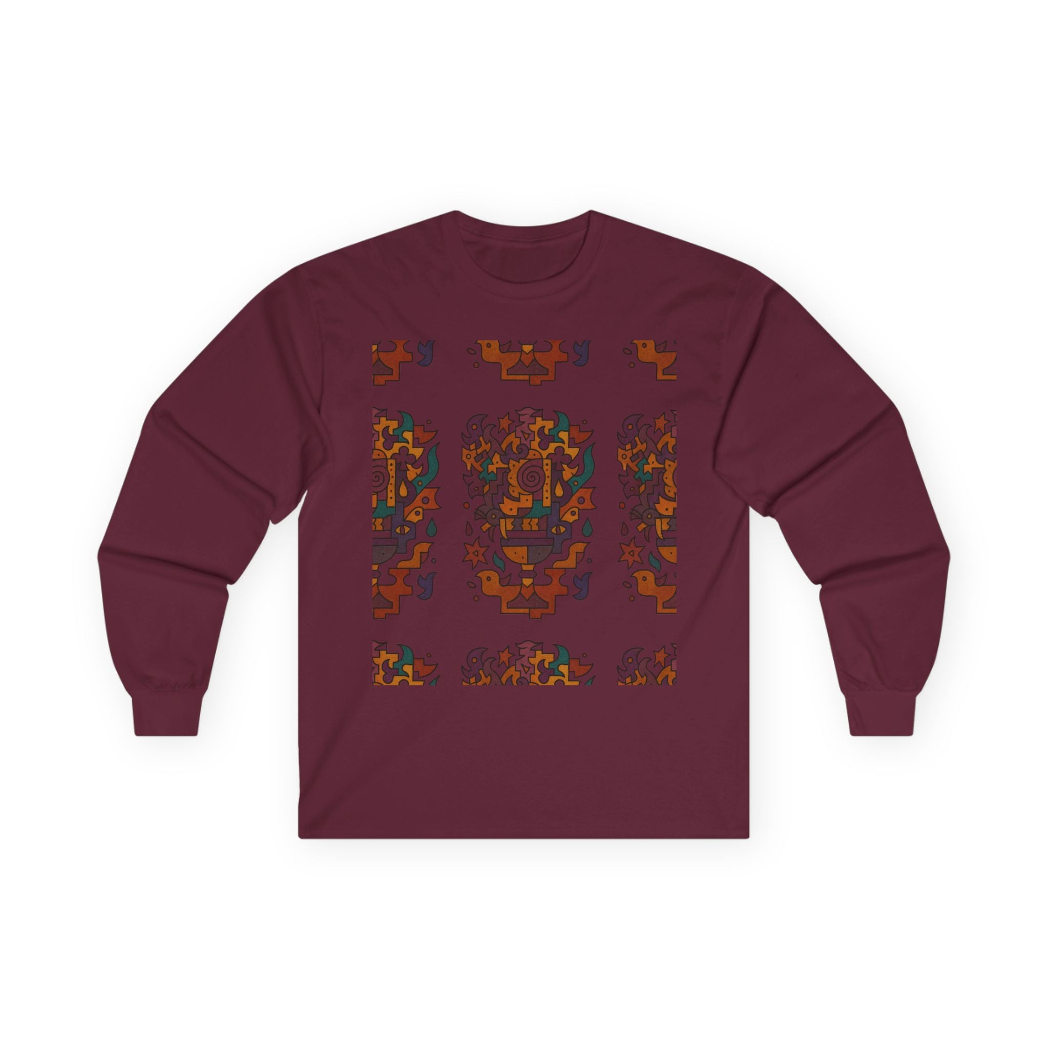 Sleeved Sweater Original Art Graphic Maroon Sweatshirt
