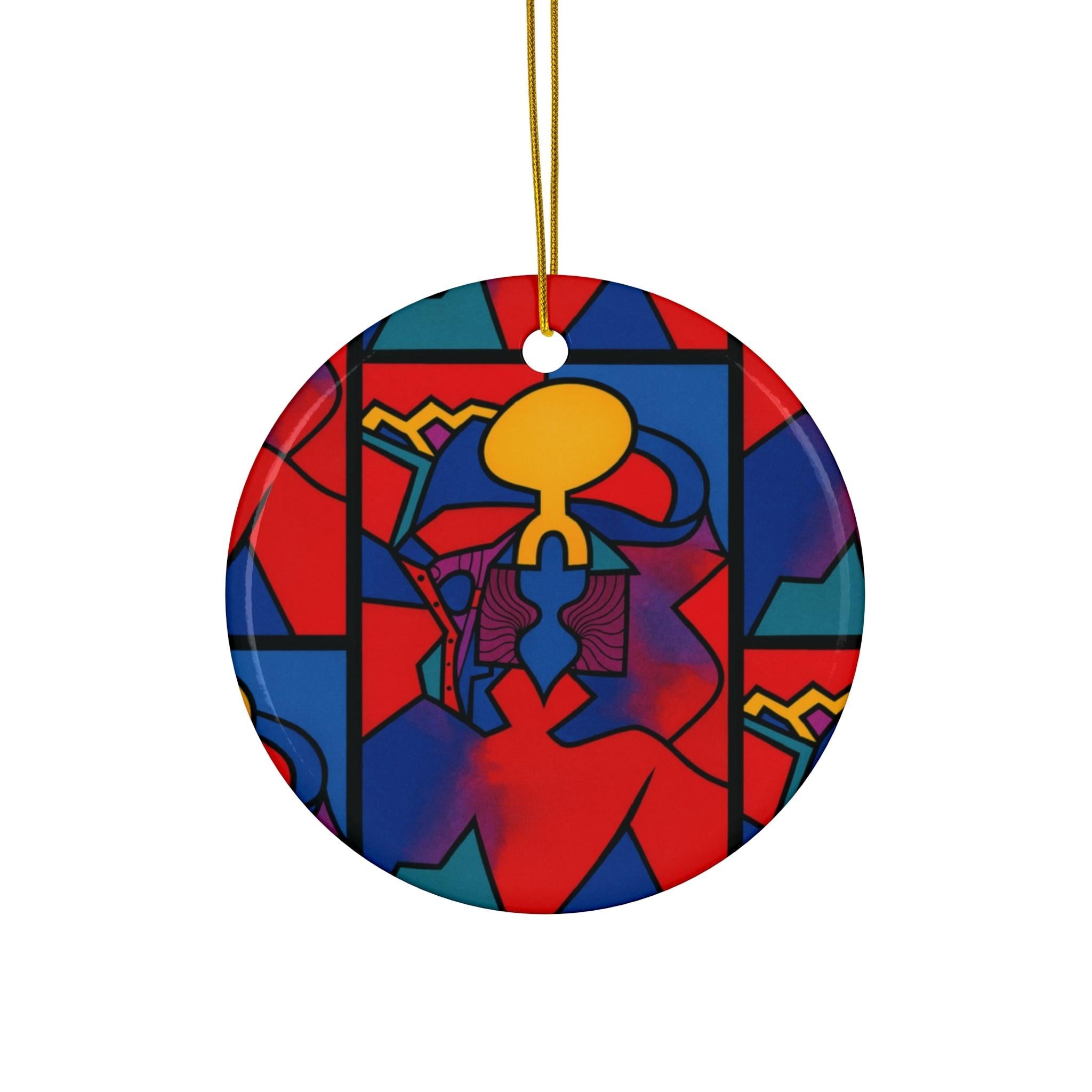 Solar Witness Ceramic Ornament - Vibrant Icons of Color Decor Circle One Size Home Decor