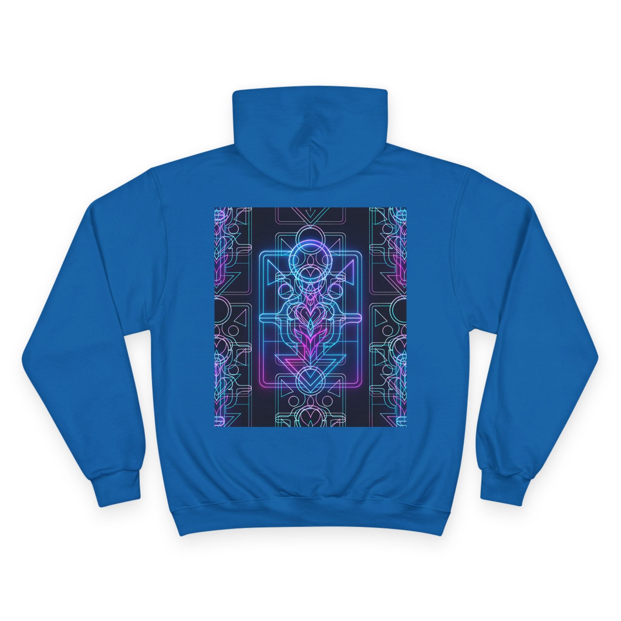 Neon 'Petal Circuit' Champion Hoodie — Electric Echoes Collection Royal Blue Hoodie