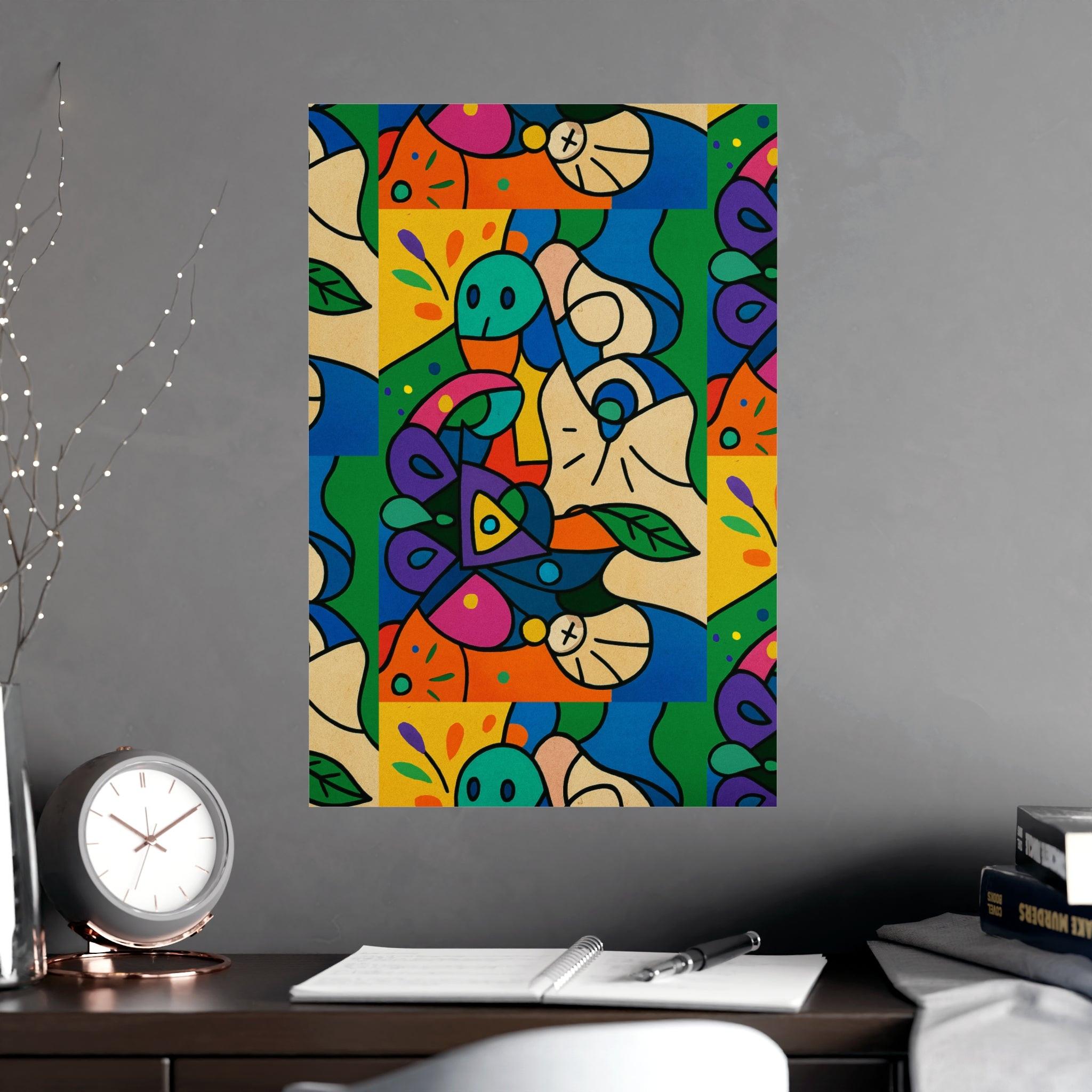 Faces of Flow Abstract Art Poster — Icons of Color Matte Print (Vertical & Horizontal) 16″ x 24″ (Vertical) Matte Poster