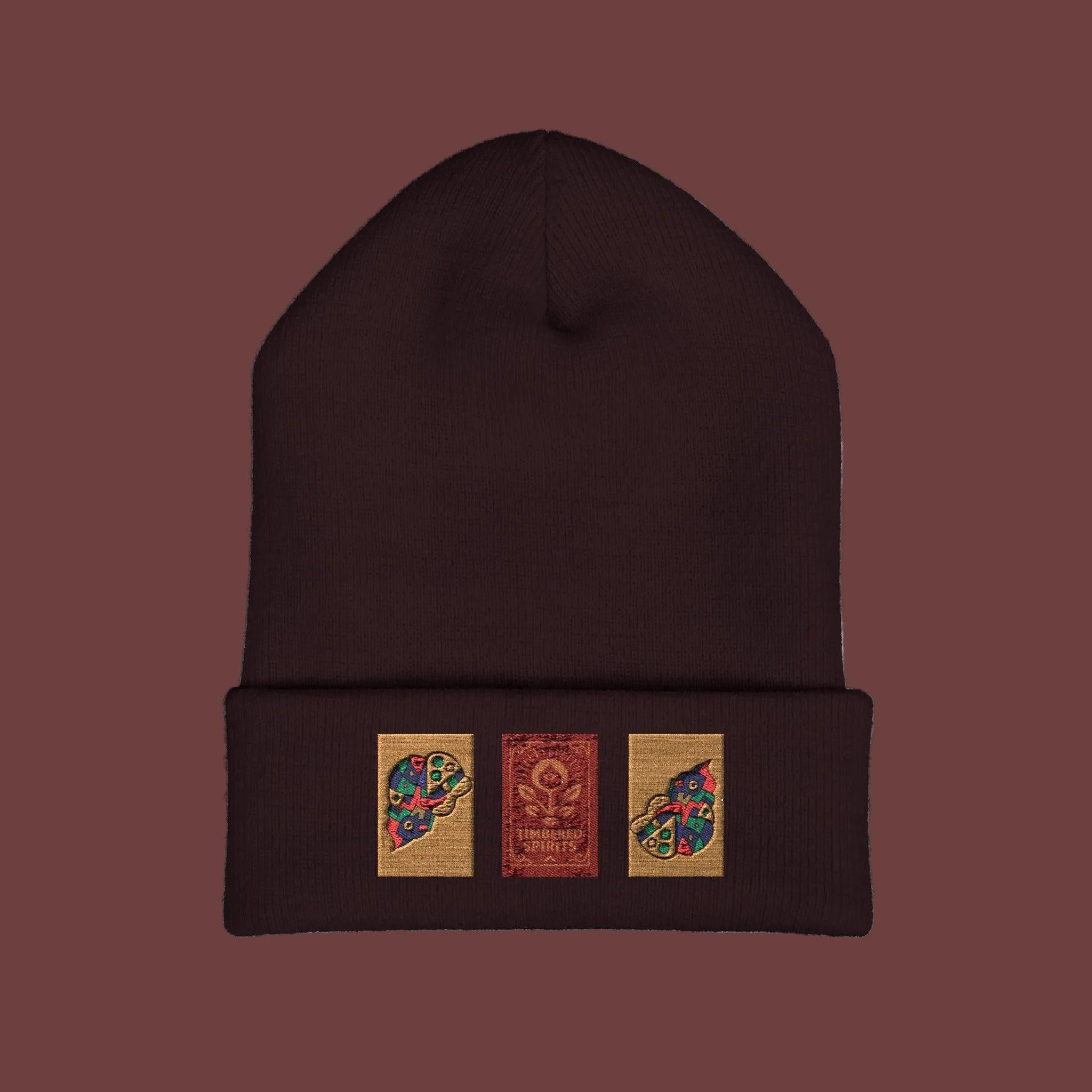 Timbered Spirits & Cone of Consciousness Embroidered Beanie One size Brown Hats
