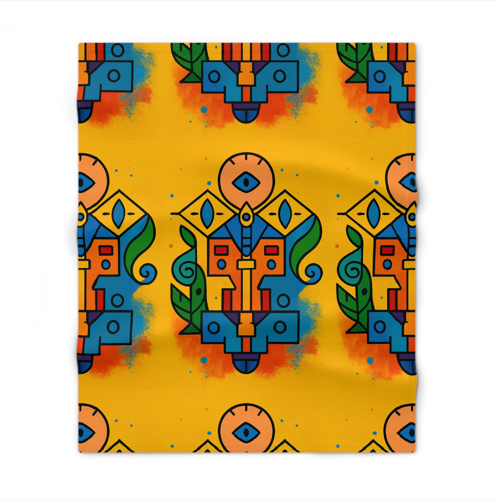 Totem of Spire from Icons of Color collection Throw Blanket White base 50" × 60" Home Decor