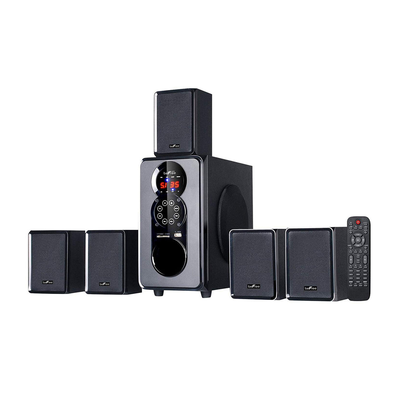 beFree Sound 5.1 Channel Bluetooth Surround Sound Speaker System in Black Home Stereo Systems