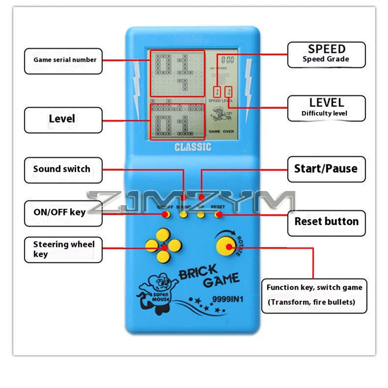 3.5" Large Screen Handheld Game Console Built-in 23 Games Classic Retro Game Players Machine Brick Game with Music Playback
