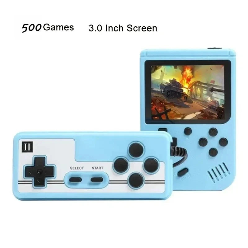 Portable Retro Mini Video Game Console 8-Bit Handheld Game Player Built-in 500 games AV Out Game Console Gameboy 3.0 inch Screen 500 Blue Gamepad Gaming