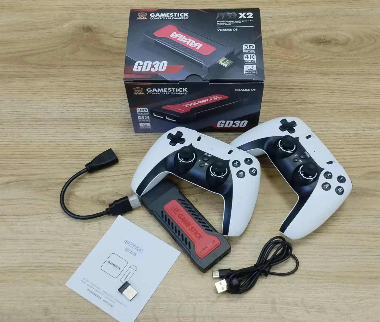 GD30 Game Stick 4K HD Gamestick X2 TV Retro Video Handheld Console consolas de videojuegos Game pk M8 Game Console black China Mainland|64GB 30000games