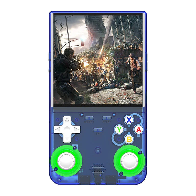 New R36 ultra retro handheld game console 4.0-inch open-source Linux system 128GB portable video player handheld game console blue-64GB