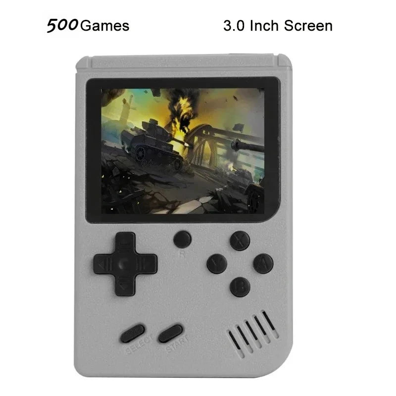 Portable Retro Mini Video Game Console 8-Bit Handheld Game Player Built-in 500 games AV Out Game Console Gameboy 3.0 inch Screen 500 IN 1 Gray Gaming
