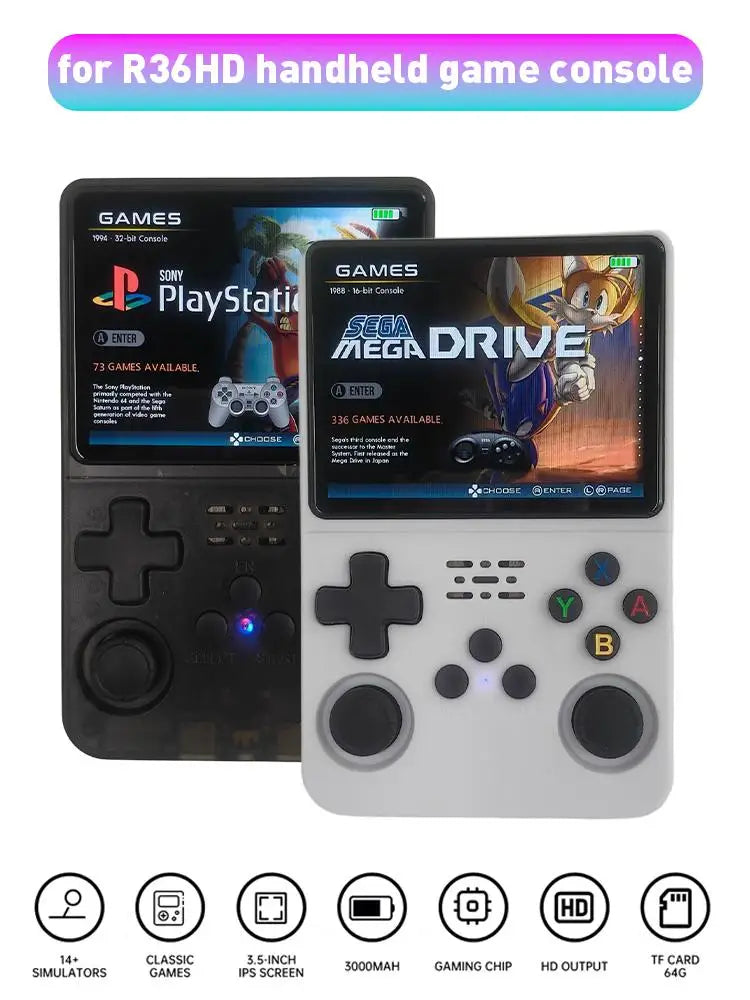 3.5-inch R36HD Retro Handheld Video Game Console Portable High-definition Game Console PS1 Retro Arcade Gaming Players