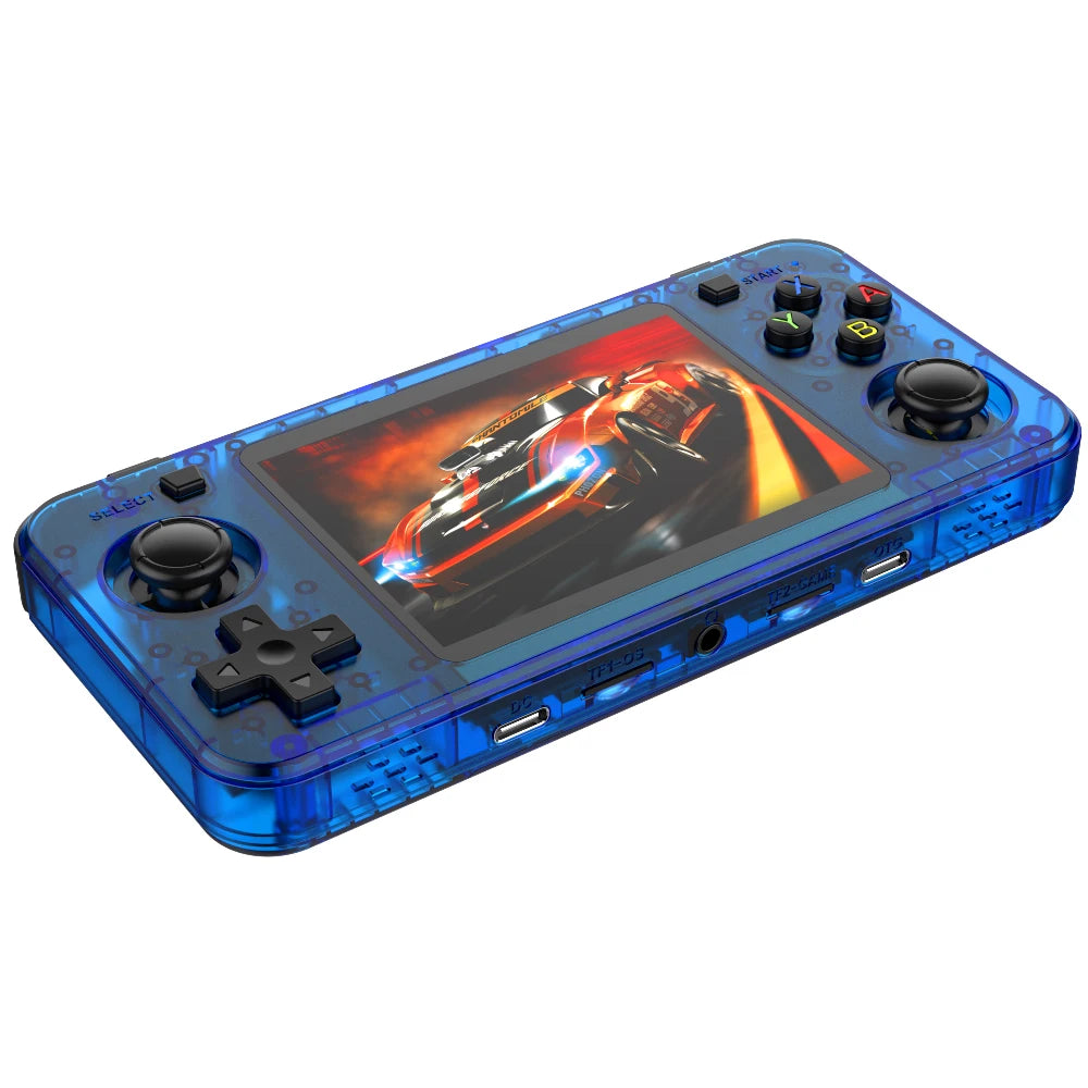 New R36H Retro Handheld Game Console 3.5" IPS Screen Portable Video Game Console Built in 64G Card & 15000 Games Open Source blue