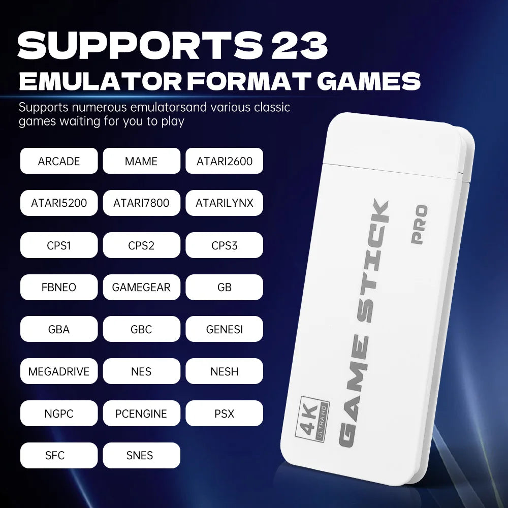 M15 4K Game Stick TV Video Game Console 64G Built-in 20000 Games Retro Handheld Game Player With Wireless Gamepad Controller