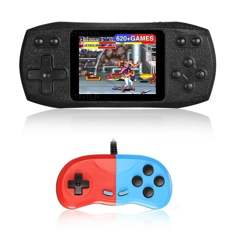 Handheld Retro Game Console 620 Classic Games Portable Black with Gamepad