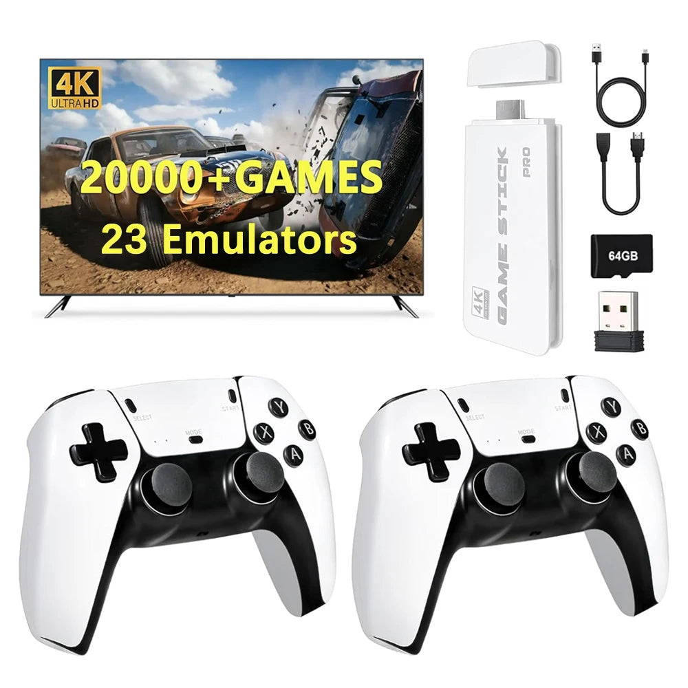 M15 4K Game Stick TV Video Game Console 64G Built-in 20000 Games Retro Handheld Game Player With Wireless Gamepad Controller