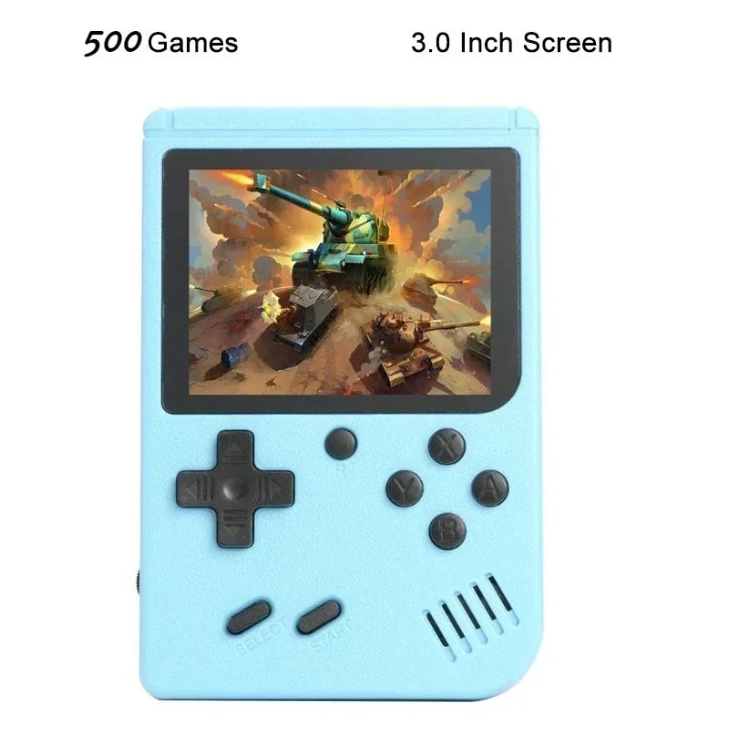 Portable Retro Mini Video Game Console 8-Bit Handheld Game Player Built-in 500 games AV Out Game Console Gameboy 3.0 inch Screen 500 IN 1 Blue Gaming