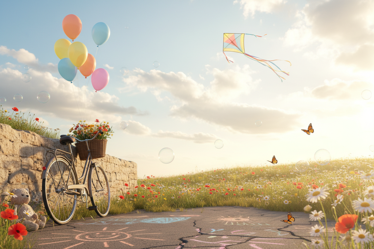  A fun joyous background image that captures rediscovering childhood