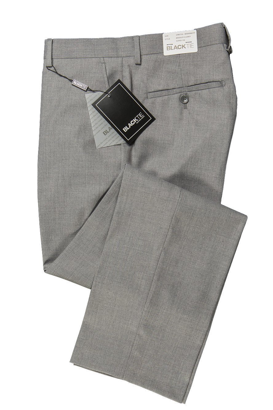 "Bradley" Heather Grey Luxury Wool Blend Suit Pants Slim Mens Pants