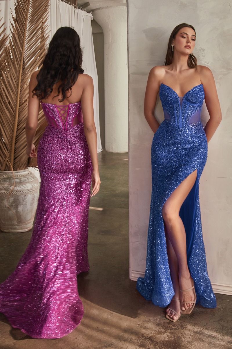 Embellished Strapless Gown Deep Blue Nightgown
