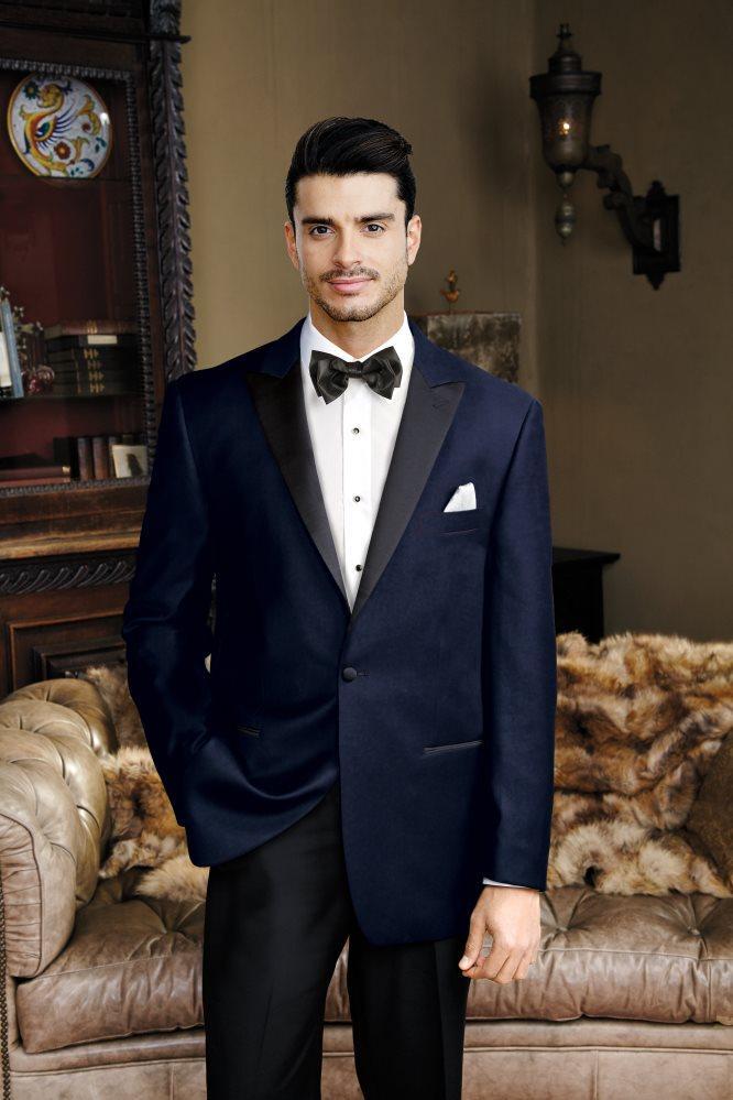 "Liam" Navy Velvet Jacket Peak (Separates) Navy Modern Tuxedos