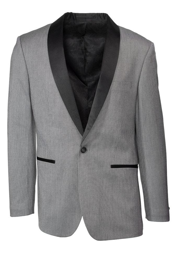 "Sebastian" Grey Pindot Tuxedo Jacket Shawl (Separates) Grey Pindot Slim Tuxedos