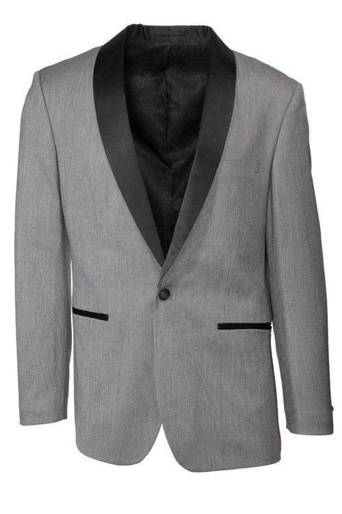 "Sebastian" Grey Pindot Tuxedo Jacket Shawl (Separates) Grey Pindot Slim Tuxedos