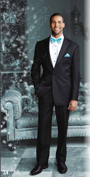 "Vienna" Black Tuxedo Jacket Peak (Separates) Tuxedos